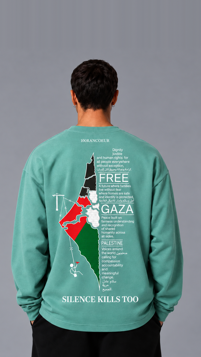 Long Sleeve Vert Jade — "La Terre Qui Résiste" — vue de dos