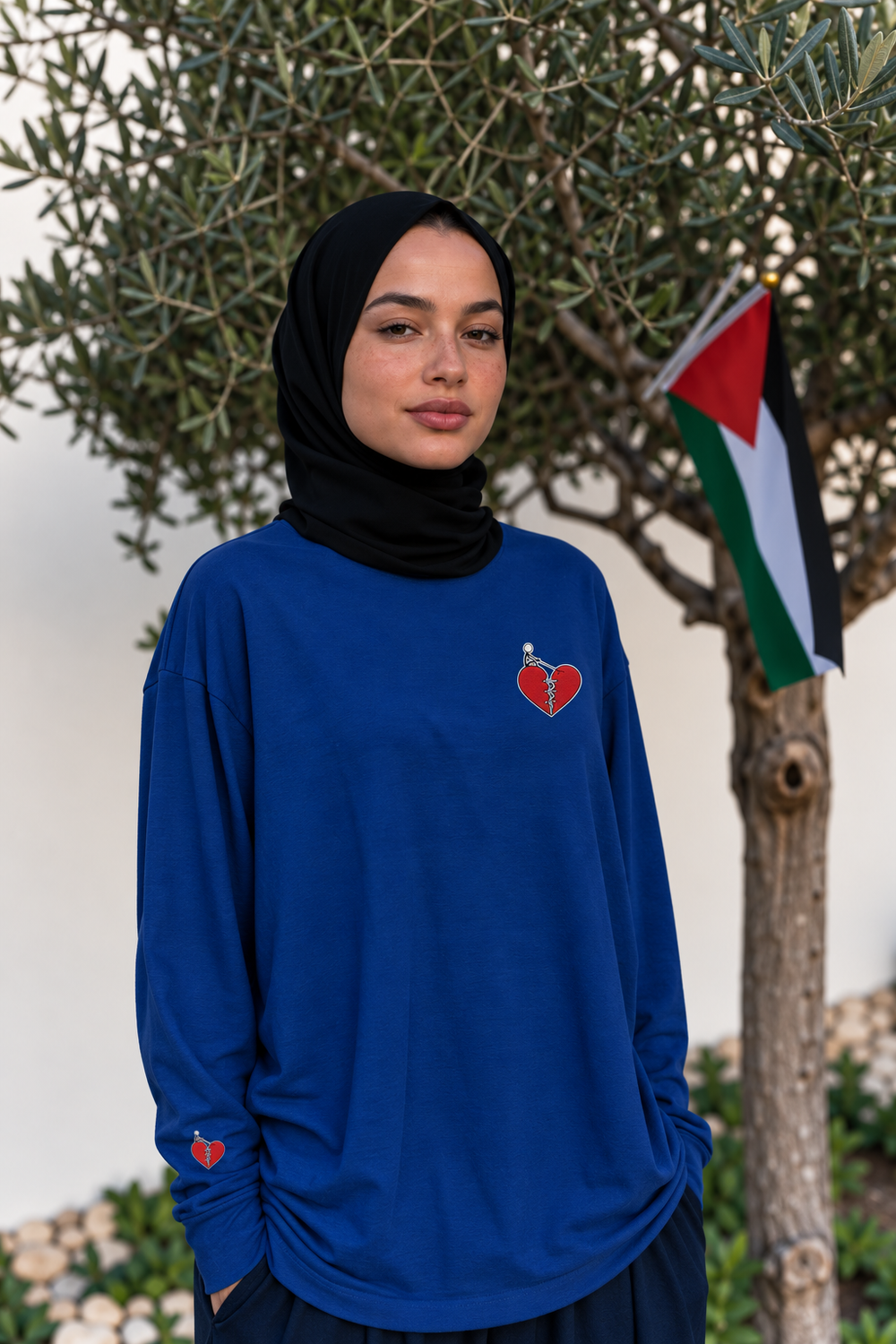 Long Sleeve Bleu Roi — "L'Horizon" — vue de face